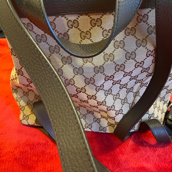 GUCCI Brown Monogram GG Canvas Drawstring Backpack - Picture 8 of 11